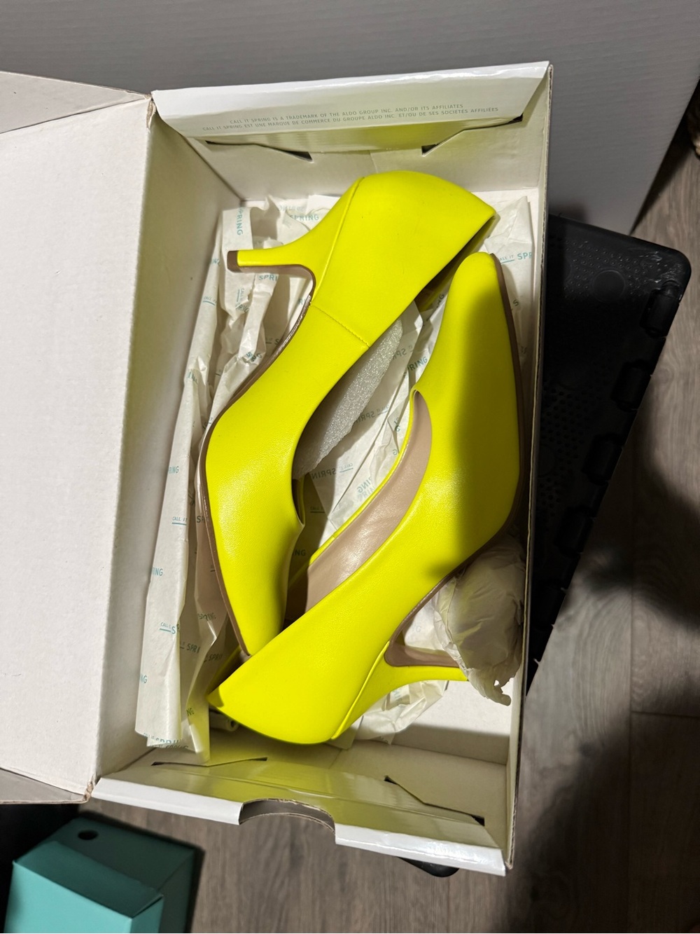 Call It Spring Neon Yellow Mid Heel Pumps